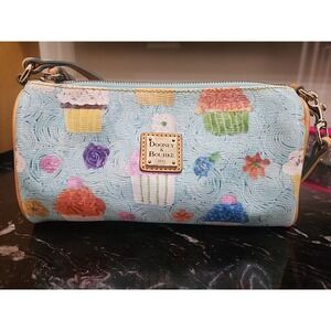 Dooney & Bourke Blue Leather Cupcake & Flowers Print Wristlet bag